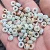 Colgante de jade con agujero grande de imitación de piedra Shoushan, cuentas sueltas de imitación de jade, anillos redondos color verde huevo de pato, anillos para colgar, espaciadores, cuentas, accesorios para joyería DIY