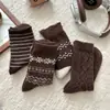 Calcetines Fair Isle para Niñas Calcetines Holgados de Invierno Niños Otoño Invierno Nuevos Retro Cálidos de Media Pantorrilla para Adolescentes Estudiantes Calcetines de Algodón