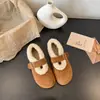 Zapatos Mary Jane de un solo paso que aumentan la altura con forro polar, Birkenstocks peludos para mujer 2026 moda estilo coreano invierno nueva llegada mocasines zapatos de algodón