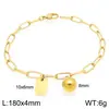 Pulsera Cuadrada de Moda con Letras Inglesas (26), Cadena Sencilla Tipo Clip Estilo Ins, Bola Redonda, Acero de Titanio Chapado en Oro de 18K