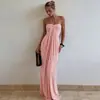 Comercio Exterior 2026 Llegada Nueva de Verano Ropa Europea y Americana para Mujer Estilo Resort Color Sólido de Atar Espalda Descubierta Sin Tirantes Halter Vestido