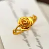 Anel Feminino Flor Dourado Anel Flor Fosco Escovado Ins Rose Moda Anel Feminino Joias da Moda