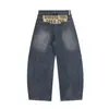 Jia Yi Ku Marca de Moda 26 Nuevos Jeans Holgados de Retazos Retro Americanos Pantalones Scimitar Personalizados Cleanfit para Hombres y Mujeres