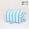 Nova bolsa de maquiagem de grande capacidade para viagens transfronteiriças, bolsa de skincare listrada com design de alça portátil, bolsa de armazenamento para batom