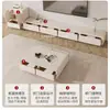 Gabinete de TV Branco Estilo Creme Francês Arredondado Combinação Mesa de Centro Moderna Simples Sala de Estar Casa Apartamento Pequeno de Chão Minimalista