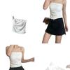 Chaleco plisado sin tirantes estilo coreano para mujer para llevar con protectores mamarios, Tops de chica hot con cuello de una línea, Tops tubulares para la parte inferior con espalda hermosa