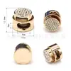 15x 12.6mm diamante aleación de zinc hebilla de resorte de un agujero hebilla de nariz de cerdo de metal hebilla de botón de ajuste elástico hebilla de cordón