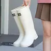 Botas de lluvia de tacón alto de moda transfronterizas para mujer, estilo coreano, ropa para exteriores, botas de lluvia combinables, zapatos de goma antideslizantes para cocina, zapatos impermeables para lavado de autos, mujer
