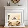 Chimenea Decorativa de Madera Maciza Francesa Gabinete Estilo Americano Chimenea Electrónica Llama Simulada Sala de Estar Arte para el Hogar Gabinete de Exhibición para la Entrada