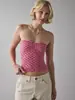 Top de camiseta de tubo a rayas sexy retro Y2K europeo y americano para mujer, camisola, top corto, top sin mangas de hombros descubiertos