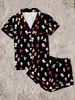 Halloween 2026 Novo Modelo Transfronteiriço Amazon TK Desenho Animado Estampado Menina Gola Reversível Seda Leite Pijama Feminino