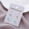 3 Pares de Lindos Aretes de Combinación Amor Conejo Diamante Aretes Pequeños Exquisito Juego de Aretes