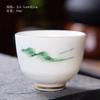 Taza de té de jade con grasa de oveja, taza personal de cerámica de porcelana blanca y dorada, juego de té de kung fu, juego de taza maestra, tazón de té, se puede personalizar con logotipo