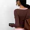 Camiseta Sexy de Manga Longa Slim Fit com Decote em V Profundo, Estilo Ins Europeu e Americano Transfronteiriço, Novo Top Cortado Hot Girl 2026