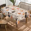 Nova toalha de mesa de Halloween transfronteiriça, poliéster estilo gótico escuro com estampas de abóbora e corvo, toalha de mesa para festa de feriado