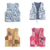 Ropa de Mujer Transfronteriza 2025 Moda Estilo Europeo y Americano Versátil Casual Estampado con Cordón Chaleco de Algodón D19102 Marca de Moda