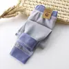 Leggings para Niños Bebé Rayados Otoño e Invierno Pantalones Térmicos para Niños Mayores Terciopelo Alemán Engrosado Seda Sin Costuras Pantalones Cálidos Venta al por Mayor