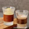 Vaso de vidrio con patrón vertical estilo japonés, taza de té de aspecto elegante, taza de café con asa para colgar de la oreja, taza de té para el hogar, vaso para agua aislado, taza de regalo