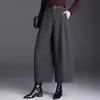 Calça Reta Elegante com Textura da Moda Feminina 2026 Outono/Inverno Nova Cintura Alta Solta Cropped Calça com Cinto Versátil Casual