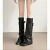Nuevas botas de moda vintage para mujer, de caña alta, estilosas para piernas gruesas 2026, botas de jinete, hasta la rodilla con hebilla de cinturón