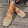 Transfronterizo punto tamaño grande~Zapatos Mary Jane de punta cuadrada a bloques de color tejidos para mujer, disponibles en colores retro suaves, zapatos sencillos para todas las estaciones