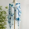 Bufanda Hecha a Mano Tie-Dye Índigo Nueva de Otoño Bufanda Tie-Dye de Yunnan Dali Chal con Borlas Bufanda Exterior