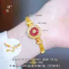 Puzuo Retención de Color Fuerte Oro Rosa Diamante Giratorio Incrustado Ventana de Rosa Brújula de Ocho Tesoros Pulsera Nueva Estilo Chino Pulsera de Lujo Ligero