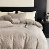 Conjunto de Roupa de Cama de Alta Qualidade Jacquard Cetim de Seda 100S Algodão de Fibra Longa Conjunto de Quatro Peças Luxo Leve Simples Capa de Edredom Puro Algodão Todo Algodão Universal para Quatro Estações