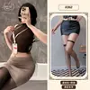 Ropa Interior Sexy con Tema Naranja Atuendo de Secretaria Puro Deseo Vestido Bodycon Provocativo Uniforme Ropa de Dormir Seductora para Mujer A962