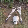 Conjunto de Três Peças de Esqueleto para Halloween com Cabeça de Caveira, Adereços de Esqueleto Realistas para Decoração de Jardim de Halloween