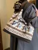 Bolso de Hombro Casual de Felpa de Gran Capacidad Estilo Étnico Estilo Coreano, Bolsa de Compras para Salidas, Bolso Tote Chaleco para Estudiantes