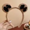 Faixa de cabeça de pelúcia fofa de desenho animado para lavar o rosto de mulheres, acessório de cabelo para outono e inverno, faixa de cabeça de coroa alta, antiderrapante, grampo de cabelo que não cai