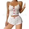 Caliente Nuevo Moda Transfronteriza Europea y Americana Estampado de Pestañas en Forma de Corazón Conjunto de Pijama Sexy para Mujer