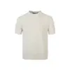 Yidao Vintage 2026 Verão Novo Suéter Tricotado de Manga Curta de Algodão e Linho Unissex Estilo Old Money Gola Redonda Solto Cor Sólida Top