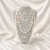 Collar de Perlas Exagerado Multicapa de Alta Calidad Europeo y Americano Transfronterizo Cadena Versátil para Suéter Set de Aretes Largos de Alta Gama