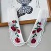Camisa de Gola Decorativa com Botões Estilo Fragrante Bordado em Organza Gola Falsa Estilo Coreano Gola Versátil para Vestido Gola Externa
