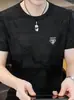 Camiseta Masculina Manga Curta Gola Redonda de Mercadoria Europeia Transfronteiriça Verão Nova Moda Tendência Estilosa Seda de Gelo Fina Meia-Manga Camiseta Masculina