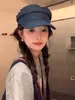 Gorra Plana de Denim Oscuro Estilo Británico 2026 para Mujer, Nuevo Sombrero Octogonal de Primavera y Verano, Gorra Militar Casual