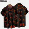 Estación Independiente Transfronteriza Halloween Impresión Digital 3D Manga Corta talla extra para Hombre Holgada Camisa de Fiesta Kuso