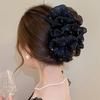 Moda Coreana Elegante Presilha de Garra Flor de Renda Brilhante Strass de Alto Grau Clipe Tubarão Traseiro Acessórios de Cabelo