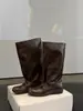 Nuevos Botines de Encaje con Pliegues para Otoño/Invierno 2026 Hasta la Mitad de la Pantorrilla Mangas Botas Vaqueras Circunferencia Amplia de Pantorrilla Botas Caídas Mujer