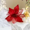Decoração de Natal Mais Vendida Transfronteiriça 25cm Cor Dourada Champanhe Flor de Rede de Veludo de Natal Guirlanda para Árvore de Natal