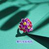 Anillo de flor azul quemado esmaltado para mujer, flor de durazno, loto, osmanthus, estilo étnico, artístico, retro, boca abierta, ajustable para mujer
