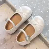 Zapatos Pequeños de Cuero con Lazo para Niñas Estilo Primavera y Otoño Suela Suave Zapatos de Princesa Estilo Ballet Francés Zapatos Mary Jane Zapatos de Actuación para Niños