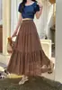 Falda de Algodón Bordada Estilo Francés de Cintura Alta, Nuevo Estilo Primavera/Verano 2026, Elegante Corte Holgado, Versátil, Adelgazante, Falda de Dobladillo Ancho para Mujer