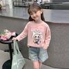 Camiseta de Otoño 2026 para Niñas, Suéter para Niños Pequeños con Conejito de Dibujos Animados, Top Casual Versátil de Cuello Redondo Tendencia