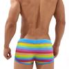 UXH Bóxer de rayas de colores para hombre europeos y americanos, sexy, con copa, bañador de rayas de colores, pantalones cortos deportivos de playa de secado rápido para hombre