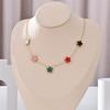 Transfronterizo Nuevo Collar de Acero Inoxidable Flor de Ciruelo para Mujer Corea del Sur Simple Cinco Flores Nácar Color Libre Pulsera Celebridad de Internet Damas