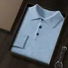 Suéter de cachemira con cuello POLO, manga larga, top para hombre, diseño plano de 12 puntos, corte holgado, talla grande, suéter cálido