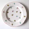 Exportar Estilo Pequeno Fresco Similar ao Mason, Prato de Peixe Cerâmico com Flores Pequenas, Prato Grande, Cesta Pequena de Flores para Desktop, Tigela Lateral de 6 polegadas para Uso Doméstico